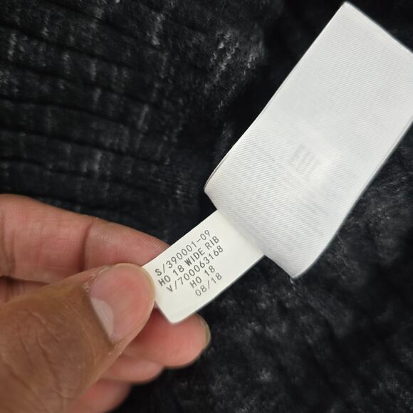 Banana Republic Womens Small Black Gray Wide Rib Merino Wool Long Sleeve Sweater - Picture 8 of 9